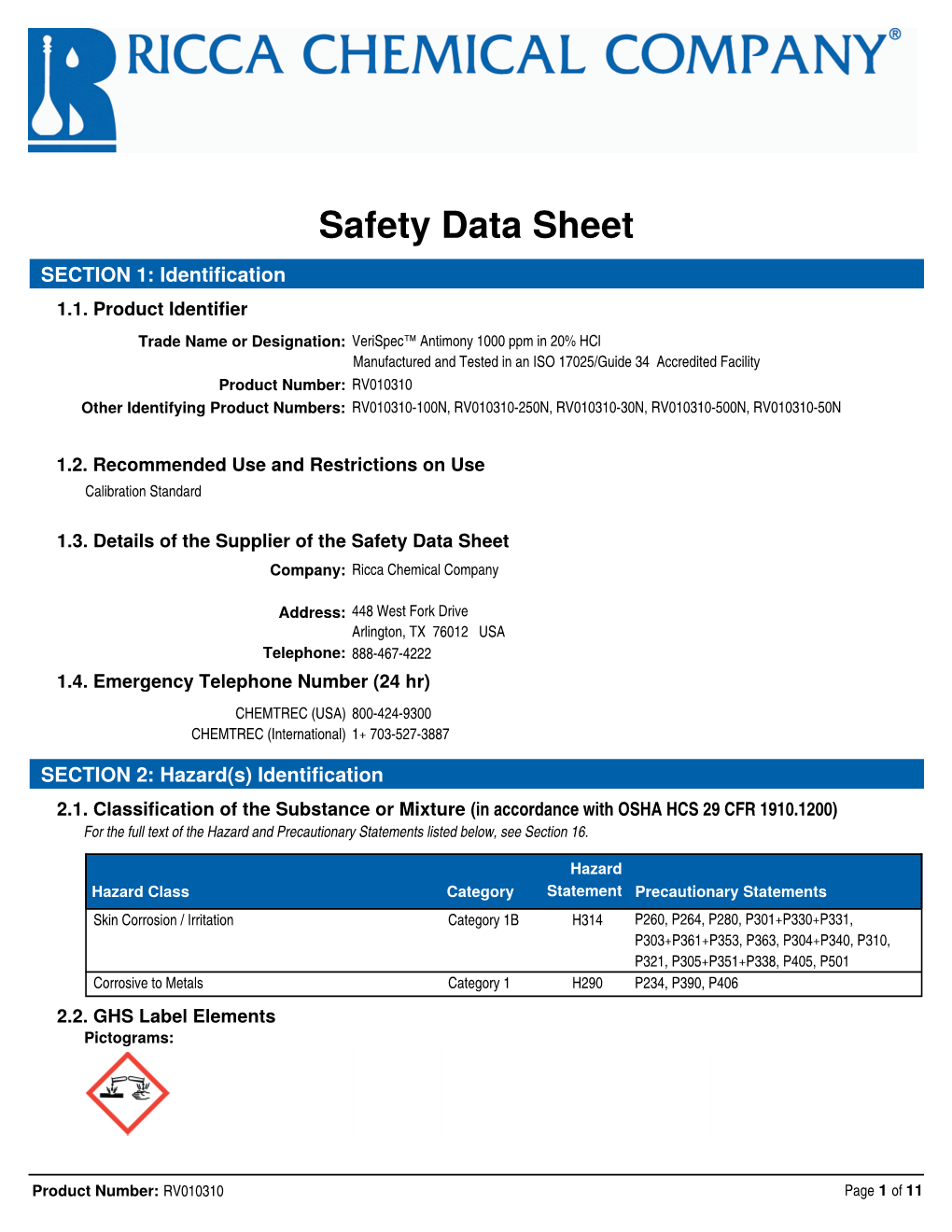 Safety Data Sheet SECTION 1: Identification 1.1