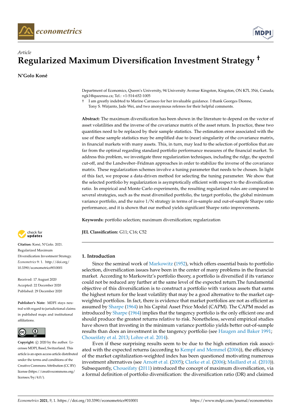 Regularized Maximum Diversification Investment Strategy