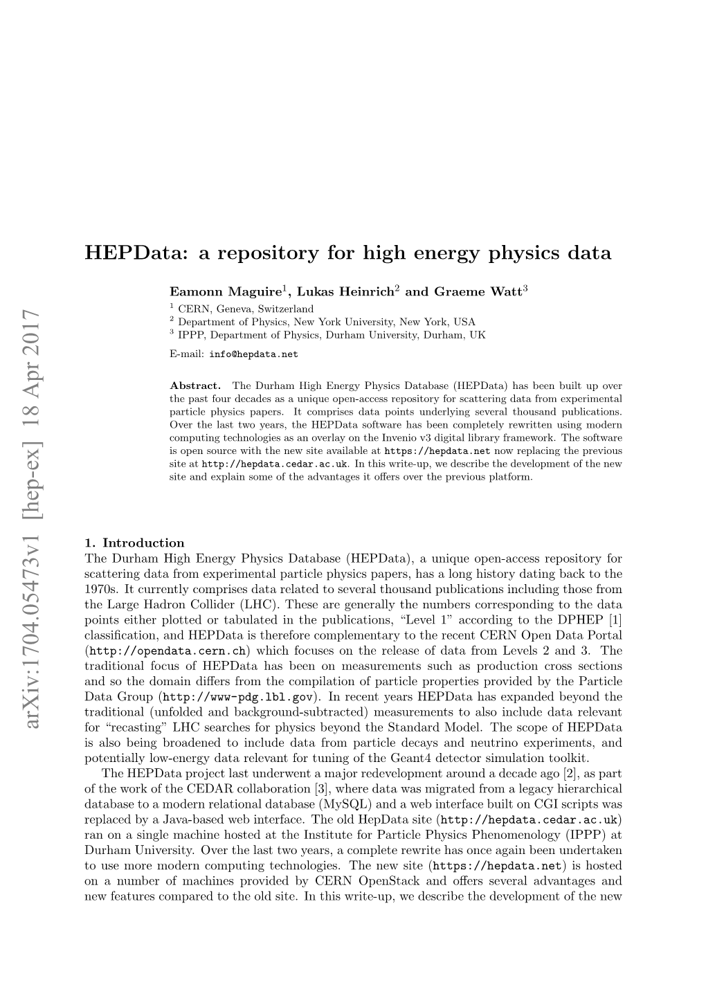 Hepdata: a Repository for High Energy Physics Data