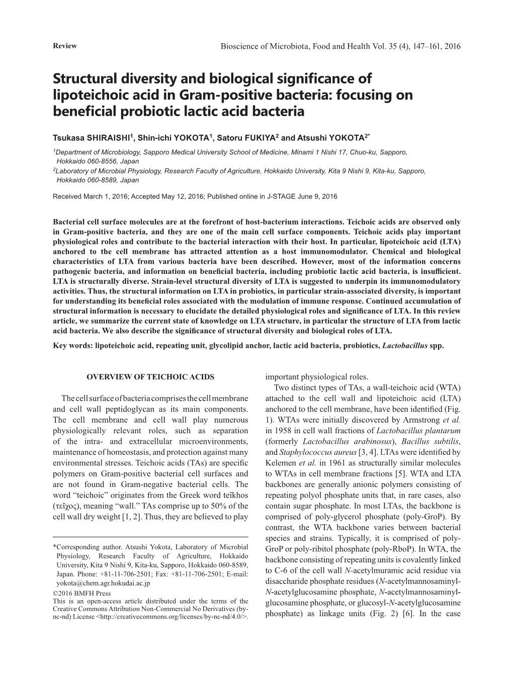 Structural Diversity and Biological Significance of Lipoteichoic Acid in Gram-Positive Bacteria: Focusing on Beneficial Probiotic Lactic Acid Bacteria