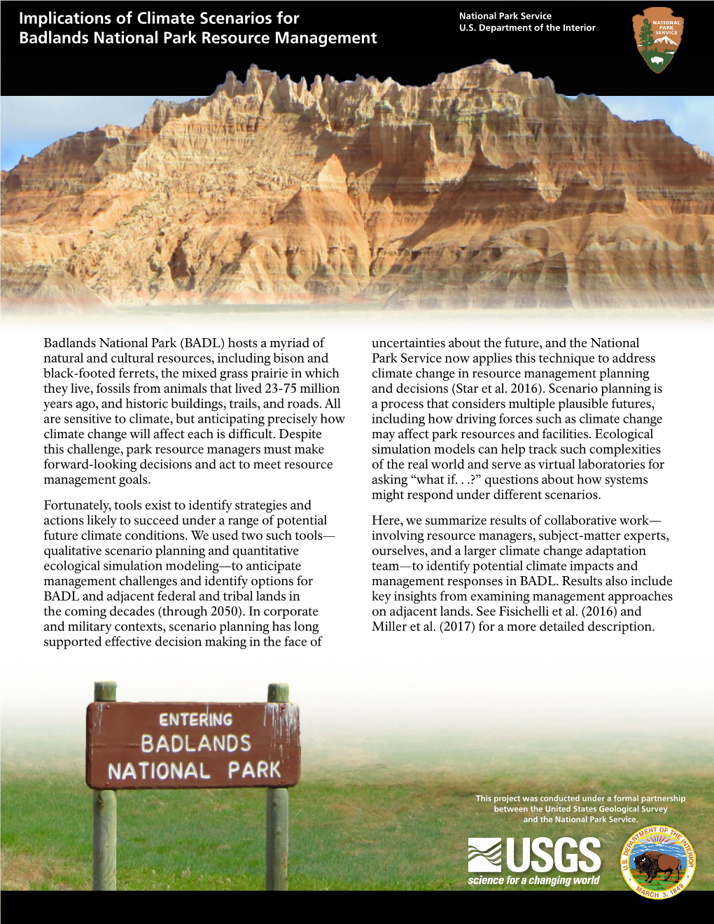 Implications of Climate Scenarios for Badlands National Park Resource