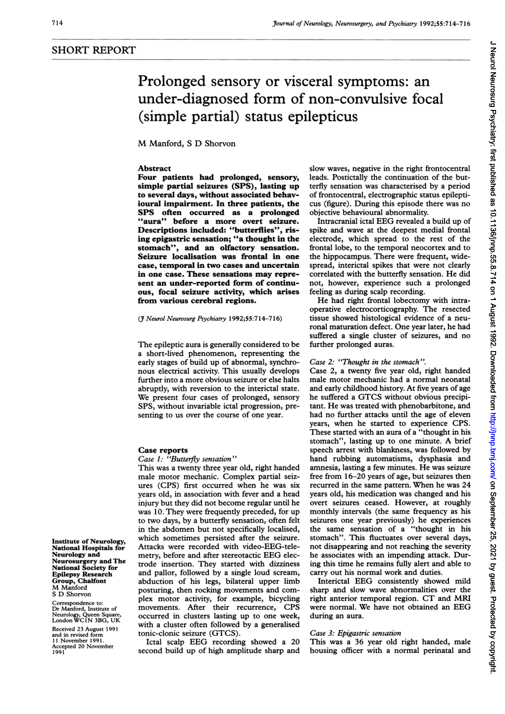 (Simple Partial) Status Epilepticus