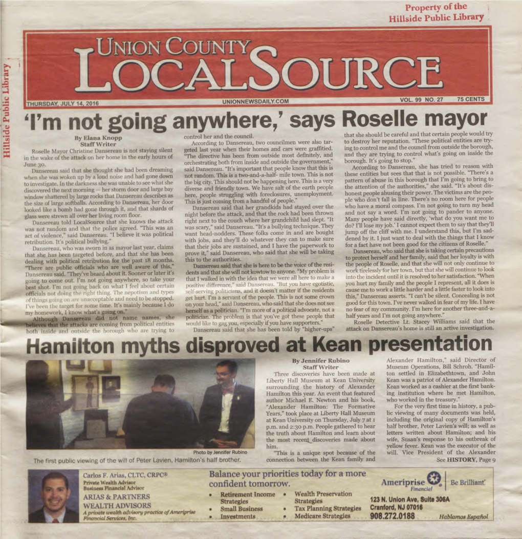 Says Roselle Mayor Hamilton Myths Disproved at Kean Presentation