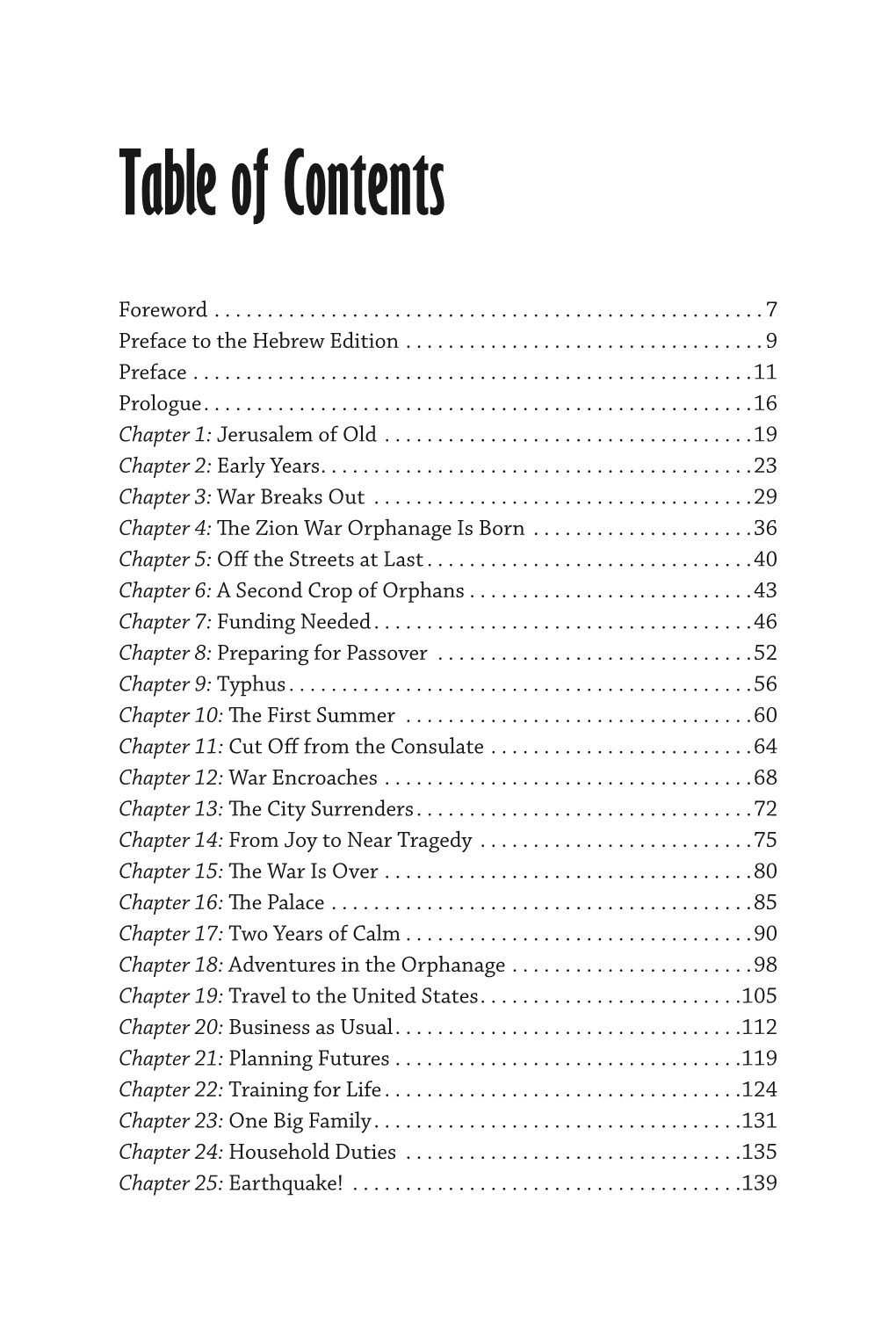 Table of Contents