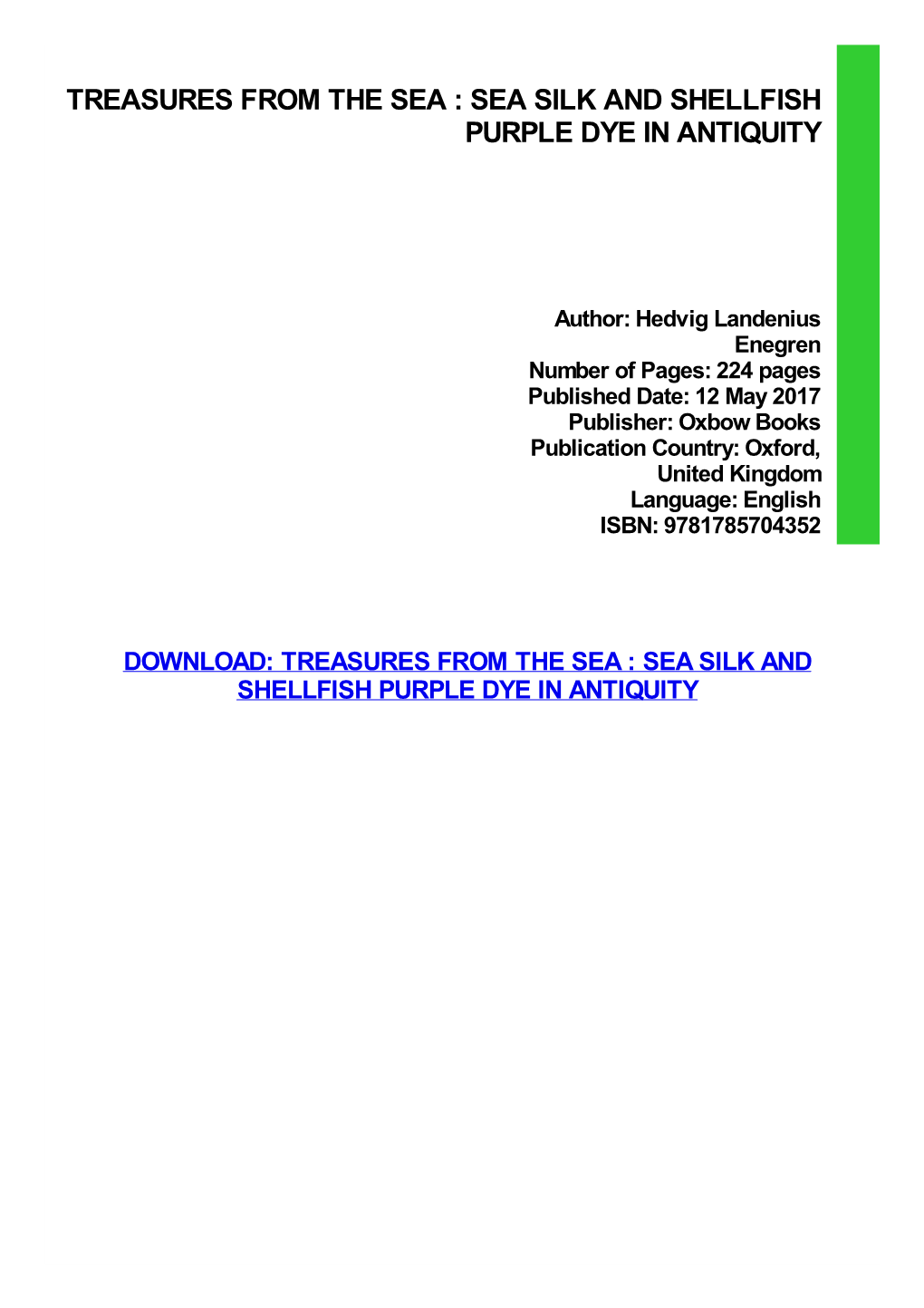 Sea Silk and Shellfish Purple Dye in Antiquity Ebook, Epub