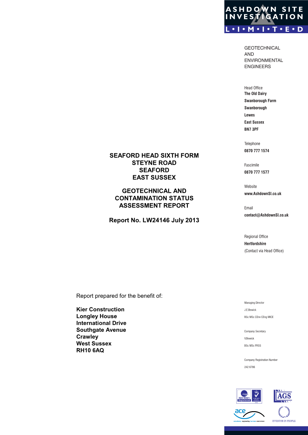 Geotechnical and Contamination Status Assessment Report