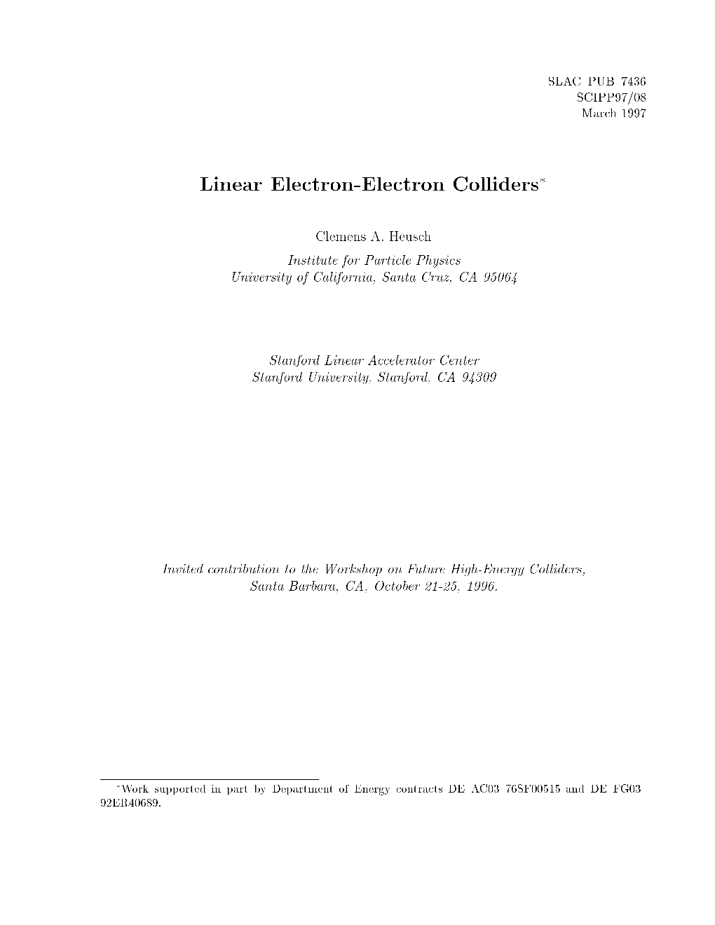 Linear Electron-Electron Colliders