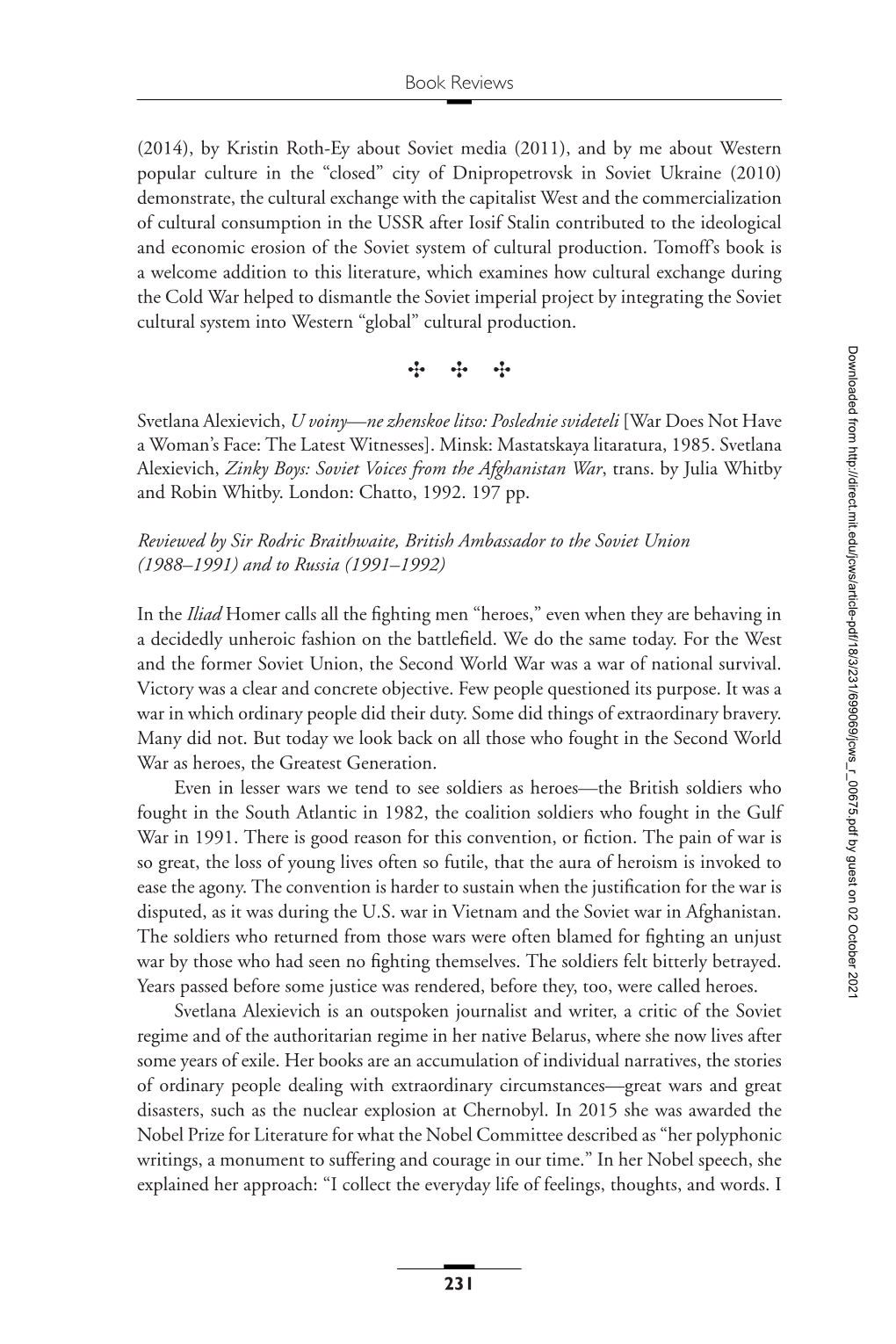 Svetlana Alexievich, U Voiny—Ne Zhenskoe Litso: Poslednie Svideteli [War Does Not Have a Woman’S Face: the Latest Witnesses]