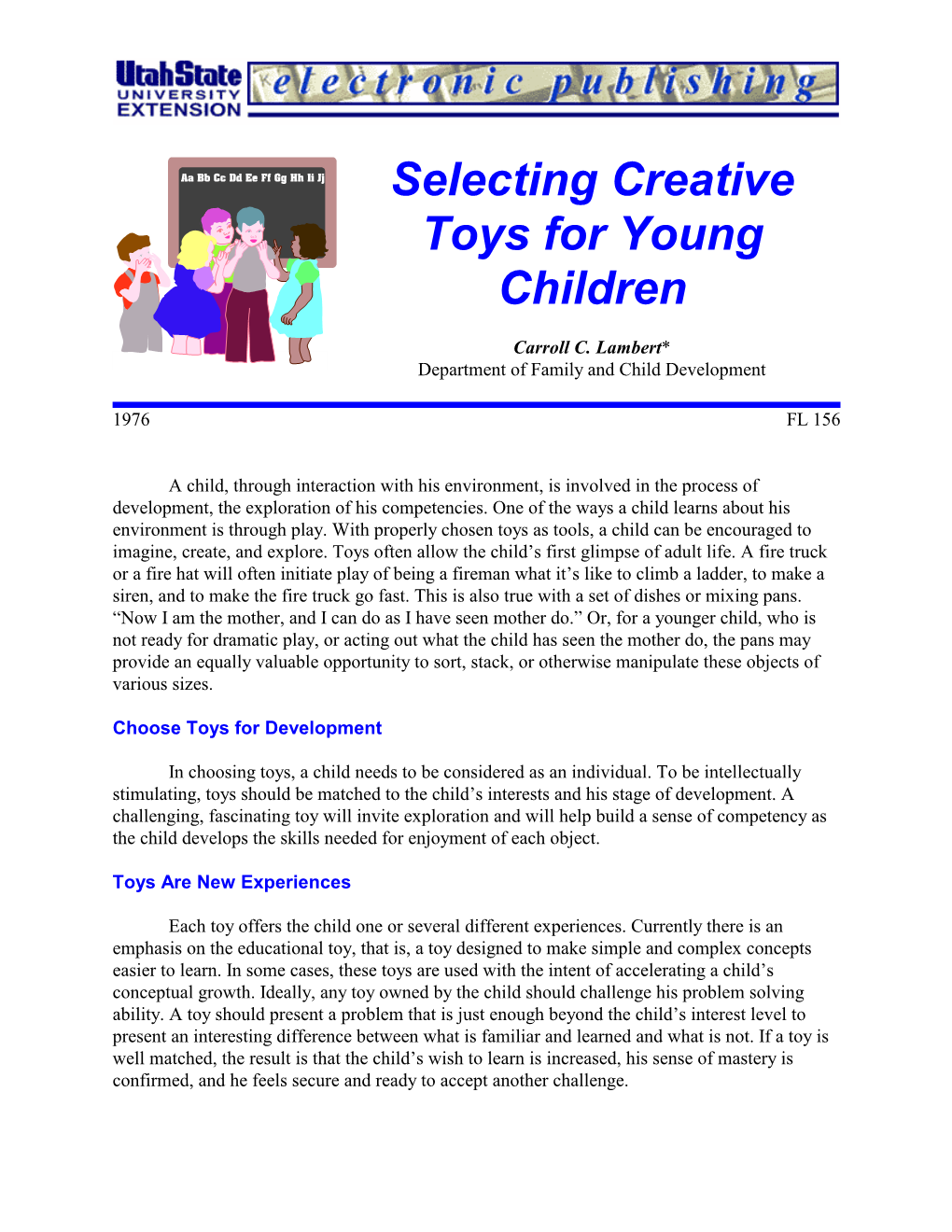 Selecting Creative Toys for Young Children