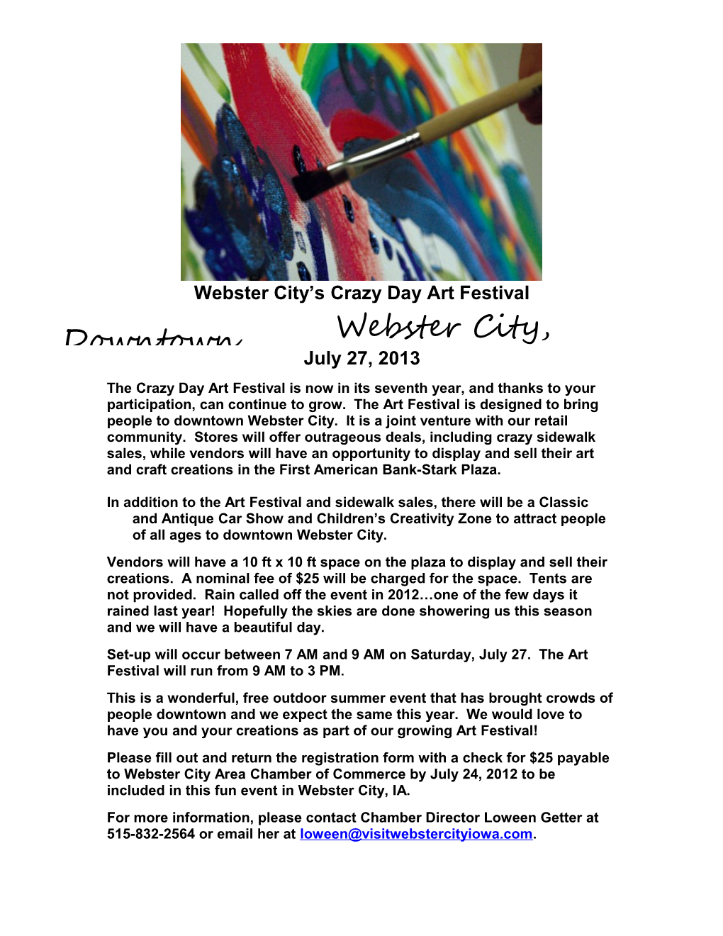 Webster City S Crazy Day Art Festival