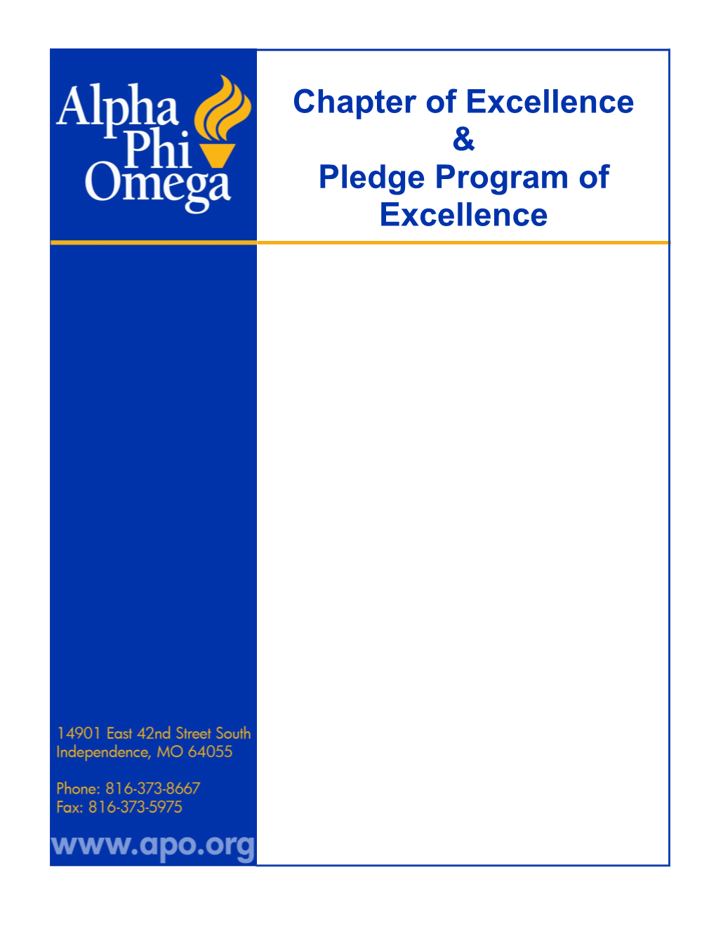 Chapter of Excellence & Pledge Program Of