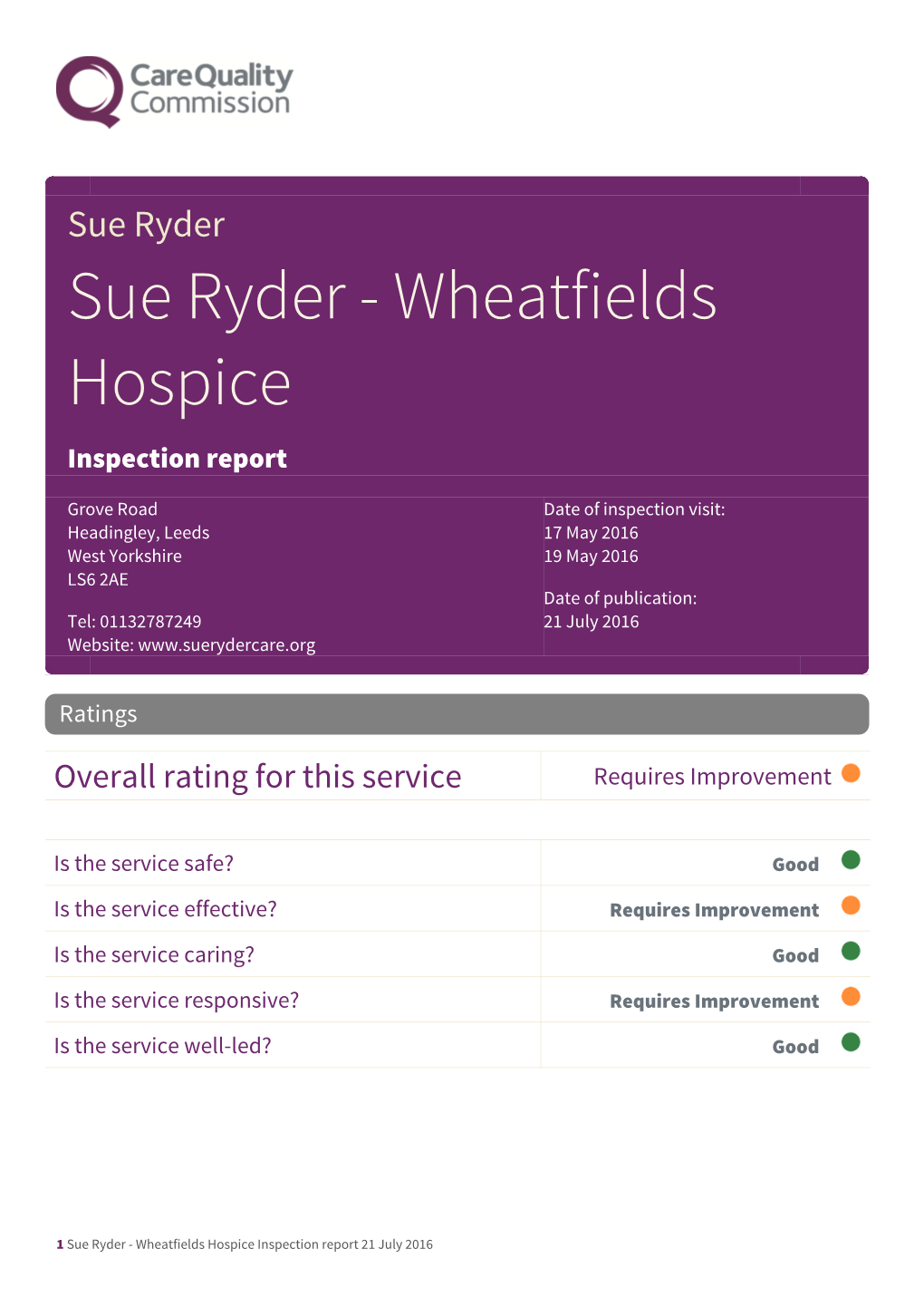 Wheatfields Hospice Inspection Report