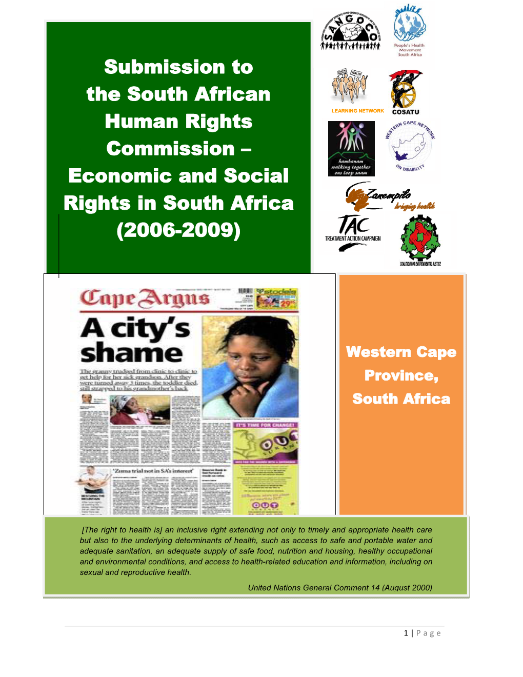 Submission to the South African Human Rights Commission