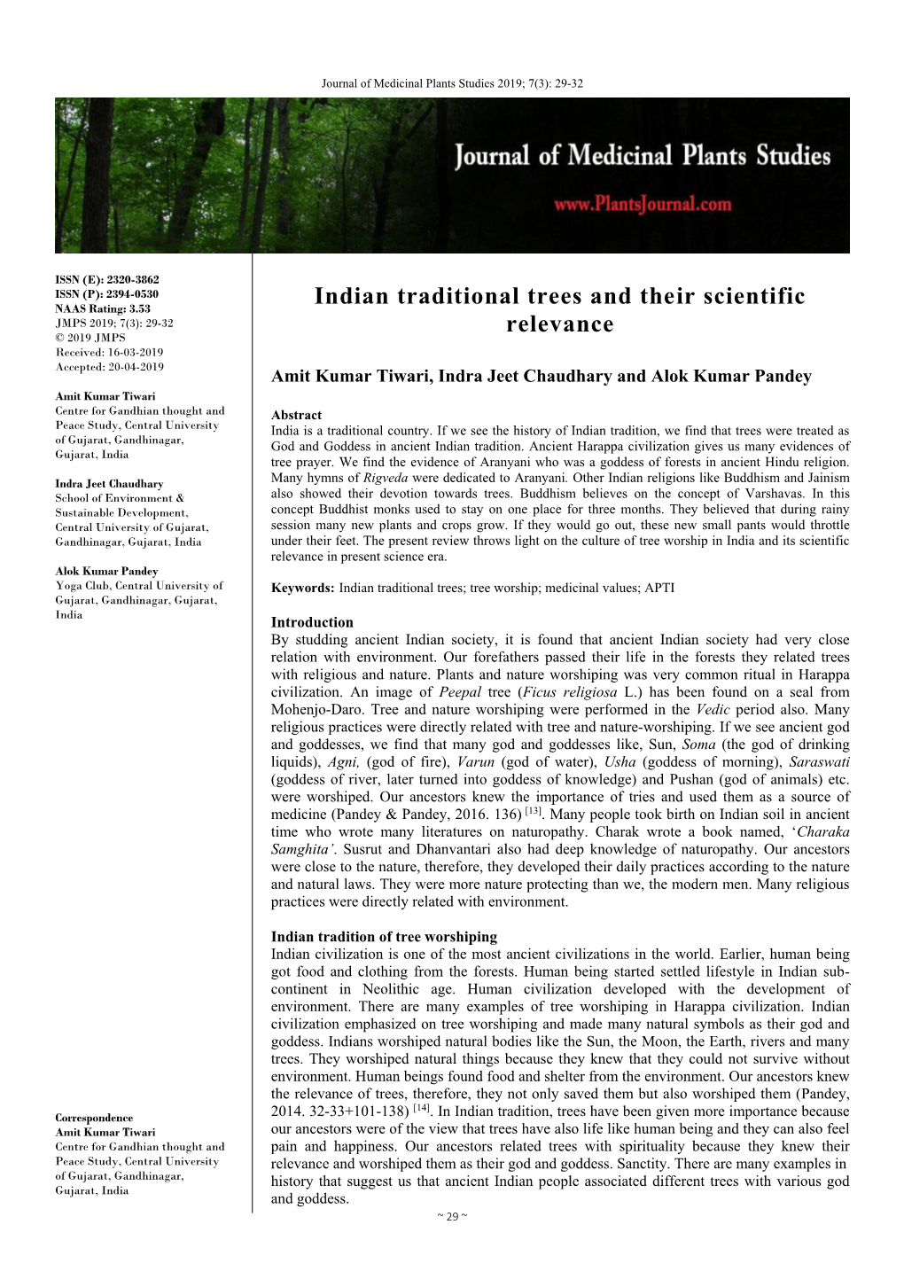 Indian Traditional Trees and Their Scientific Relevance