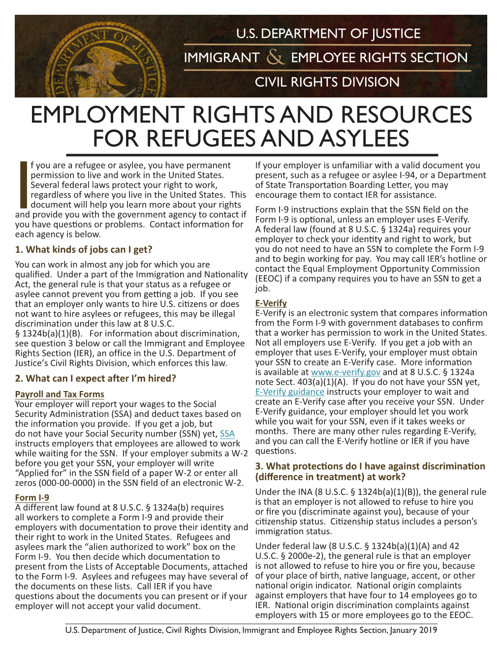 IER Employment Rights and Resources for Refugees and Asylees 2 14 19