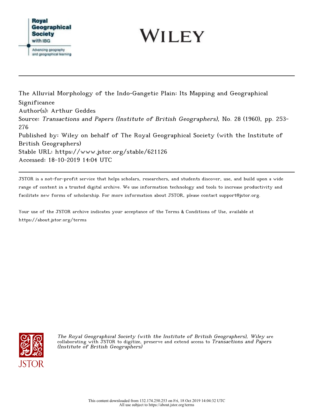 The Alluvial Morphology of the Indo-Gangetic Plain