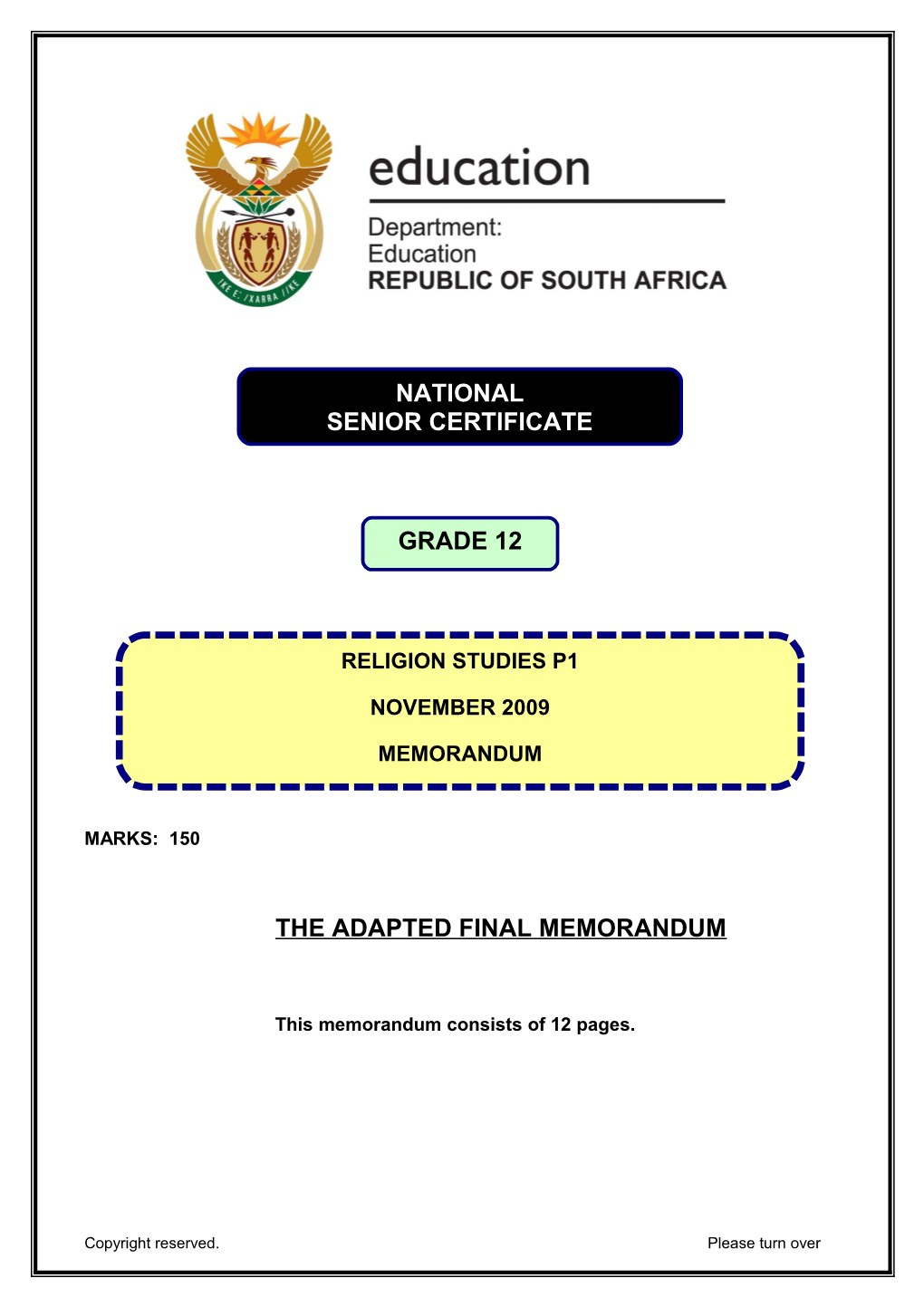 This Memorandum Consists of 12 Pages