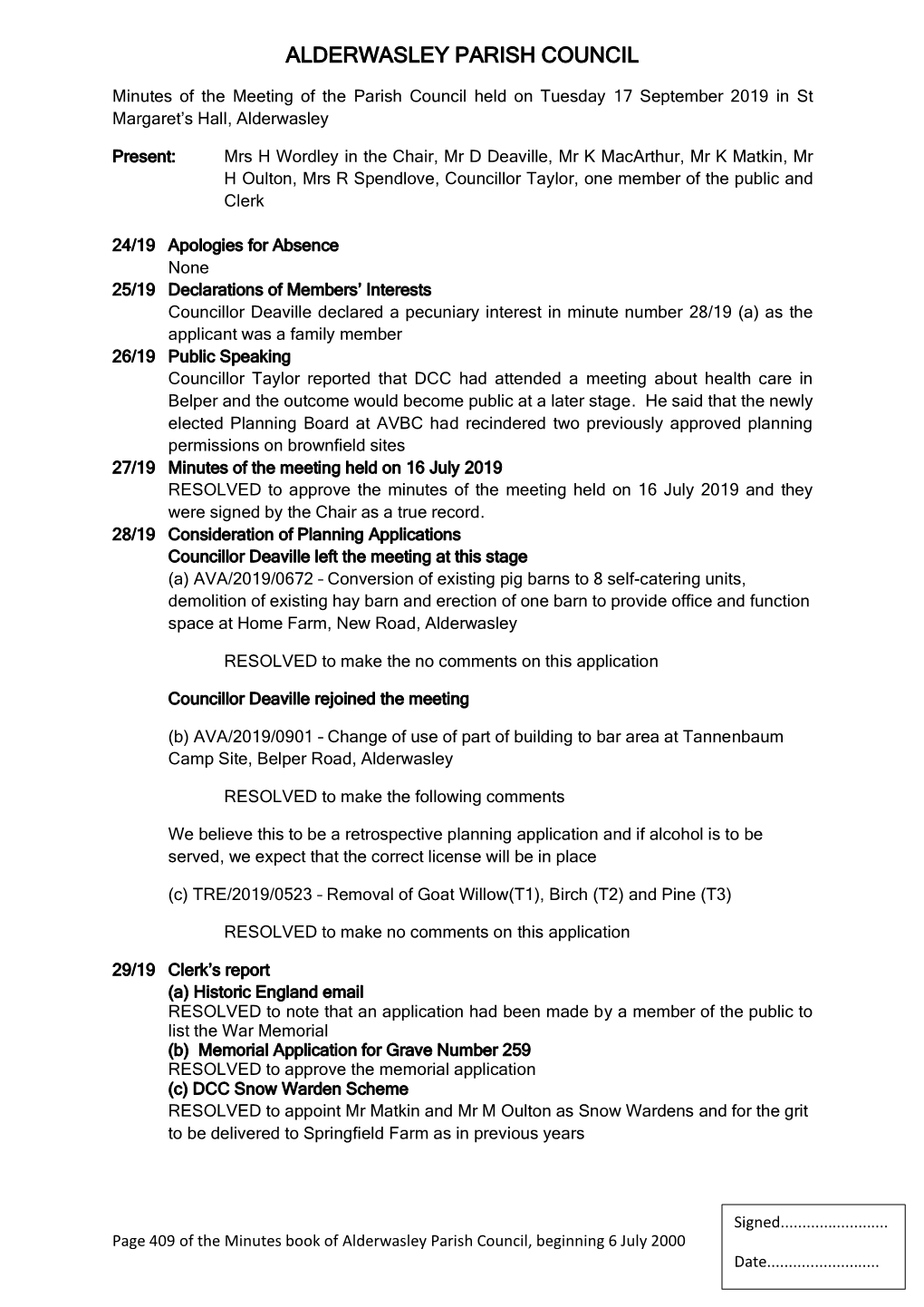 Alderwasley Parish Council