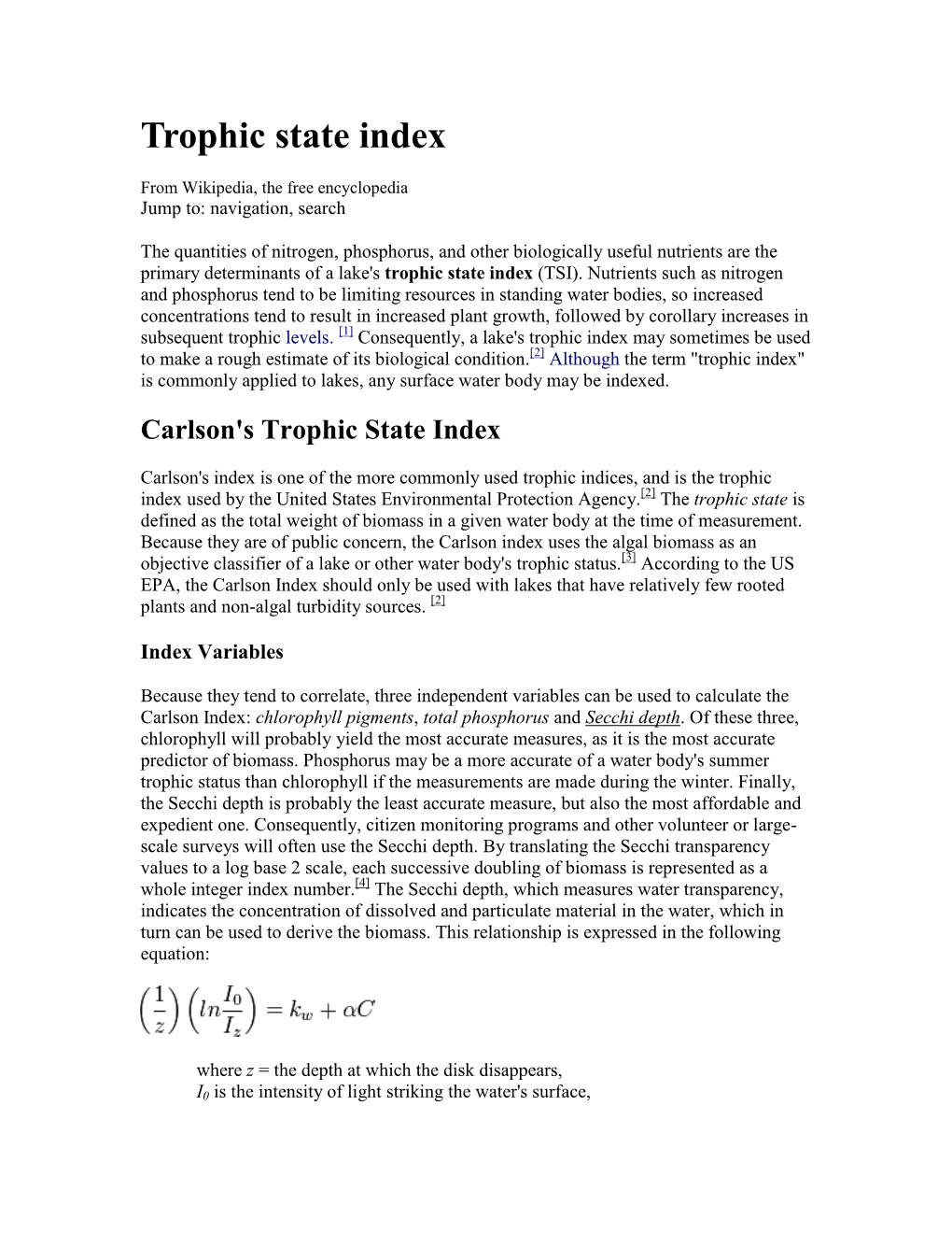 Trophic State Index