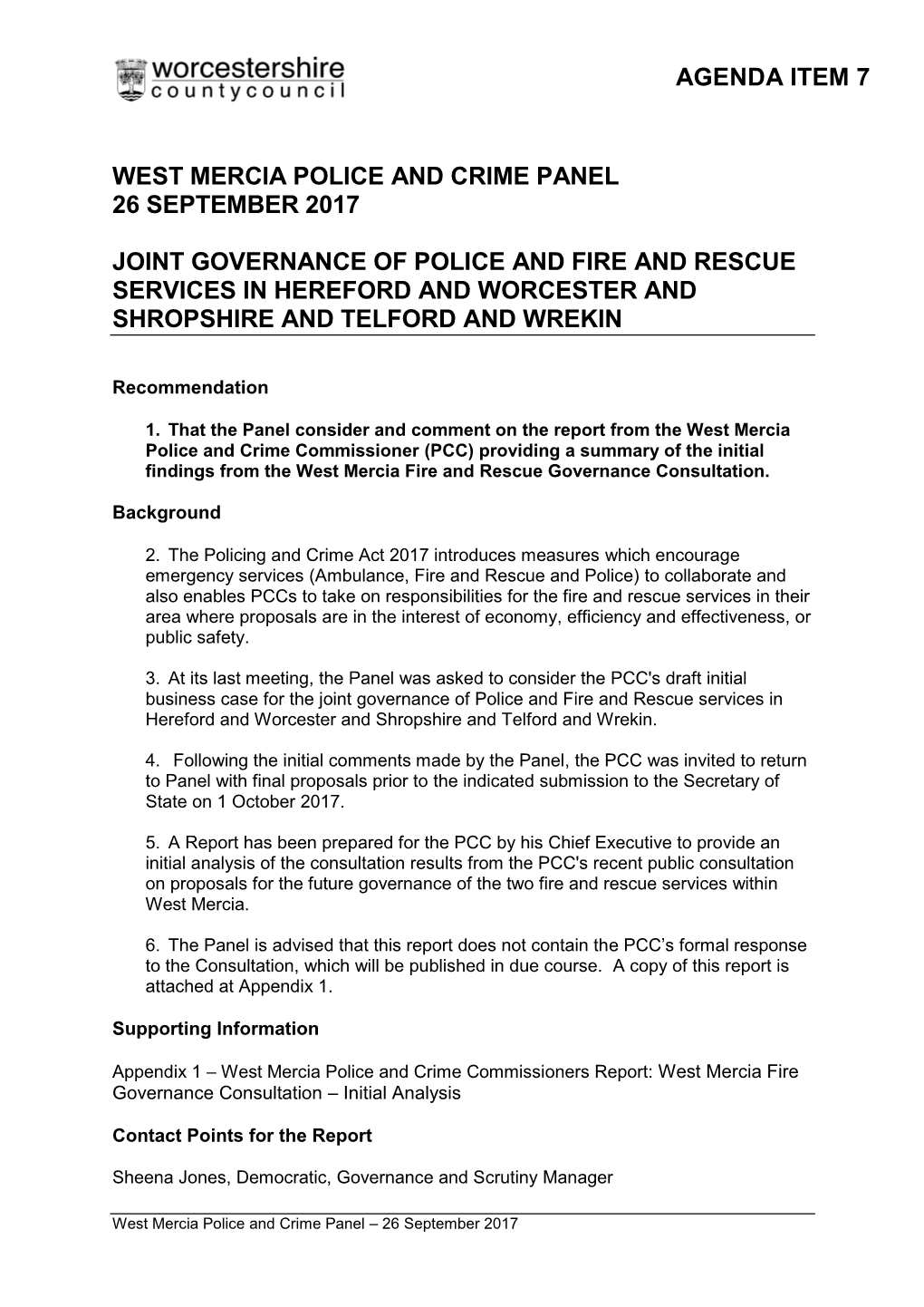 Agenda Item 7 West Mercia Police and Crime Panel 26