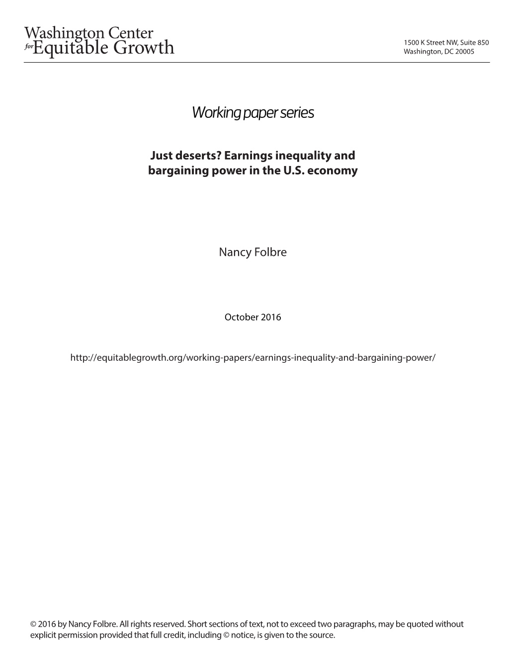 Earnings Inequality & Bargaining Power