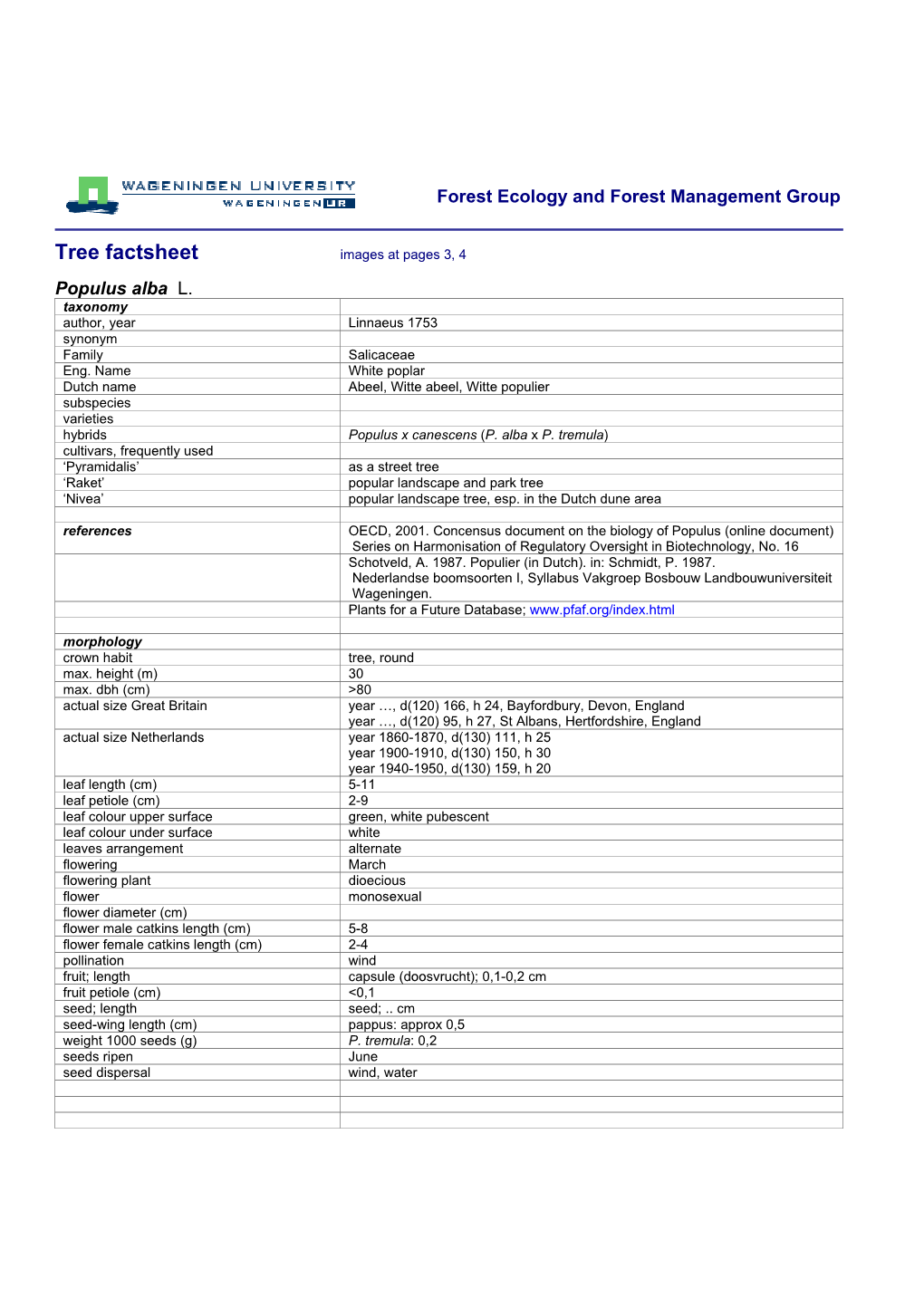 Tree Factsheet Images at Pages 3, 4