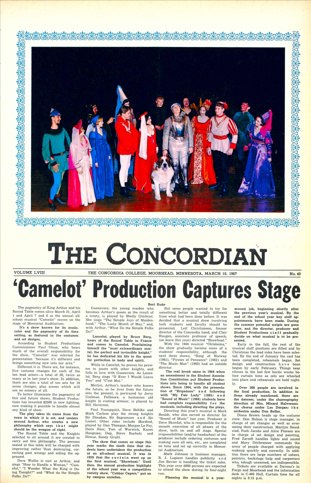 VOLUME LVIII the CONCORDIA COLLEGE, MOORHEAD, MINNESOTA, MARCH 10, 1967 No