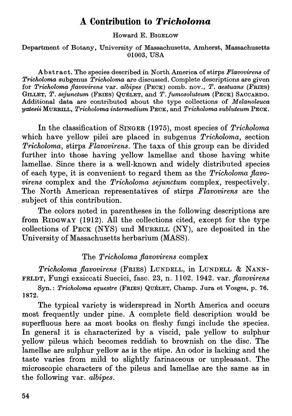 A Contribution to Tricholoma Howard E