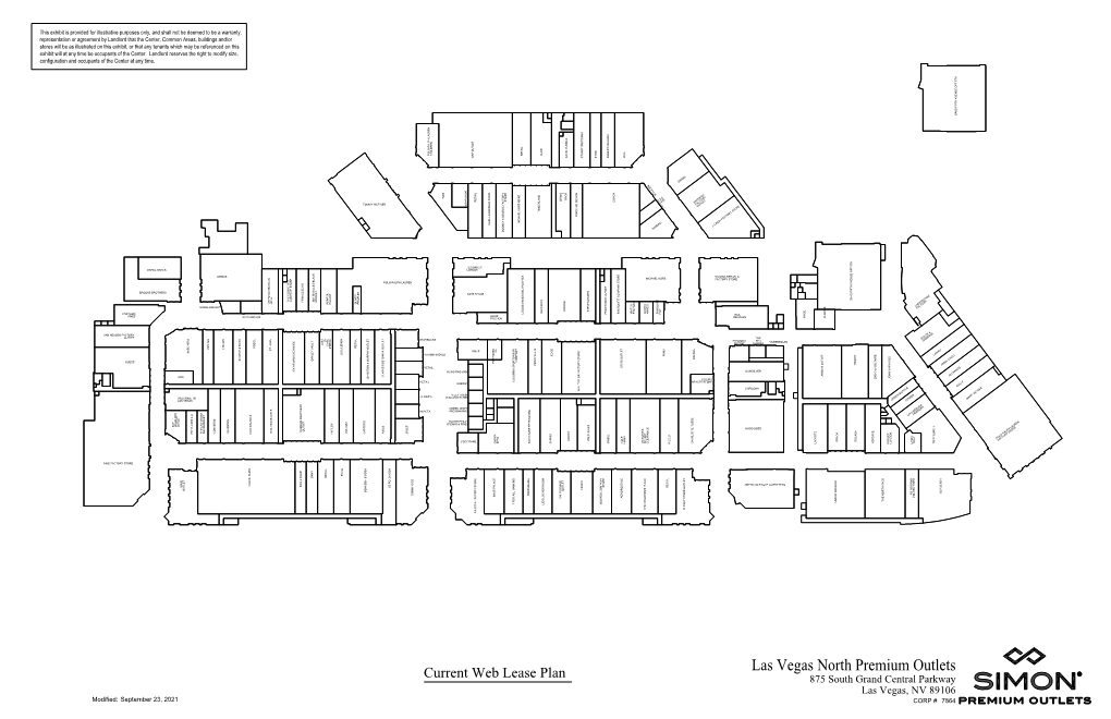 Las Vegas North Premium Outlets Current Web Lease Plan 875 South Grand Central Parkway Las Vegas, NV 89106 Modified: September 23, 2021 CORP # 7864