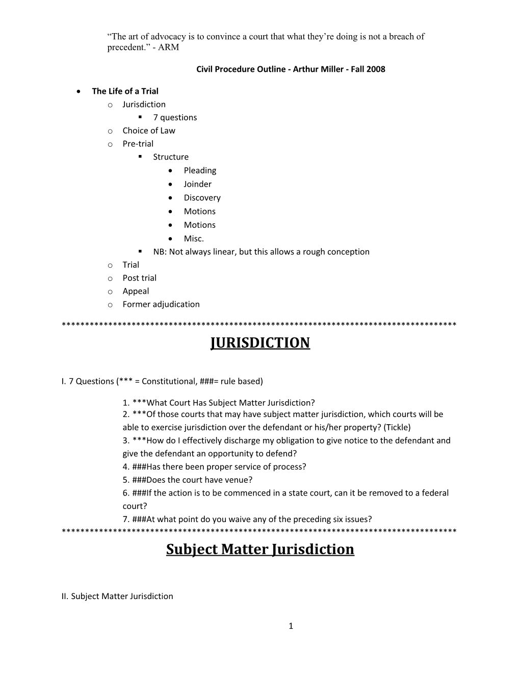 Subject Matter Jurisdiction? 2