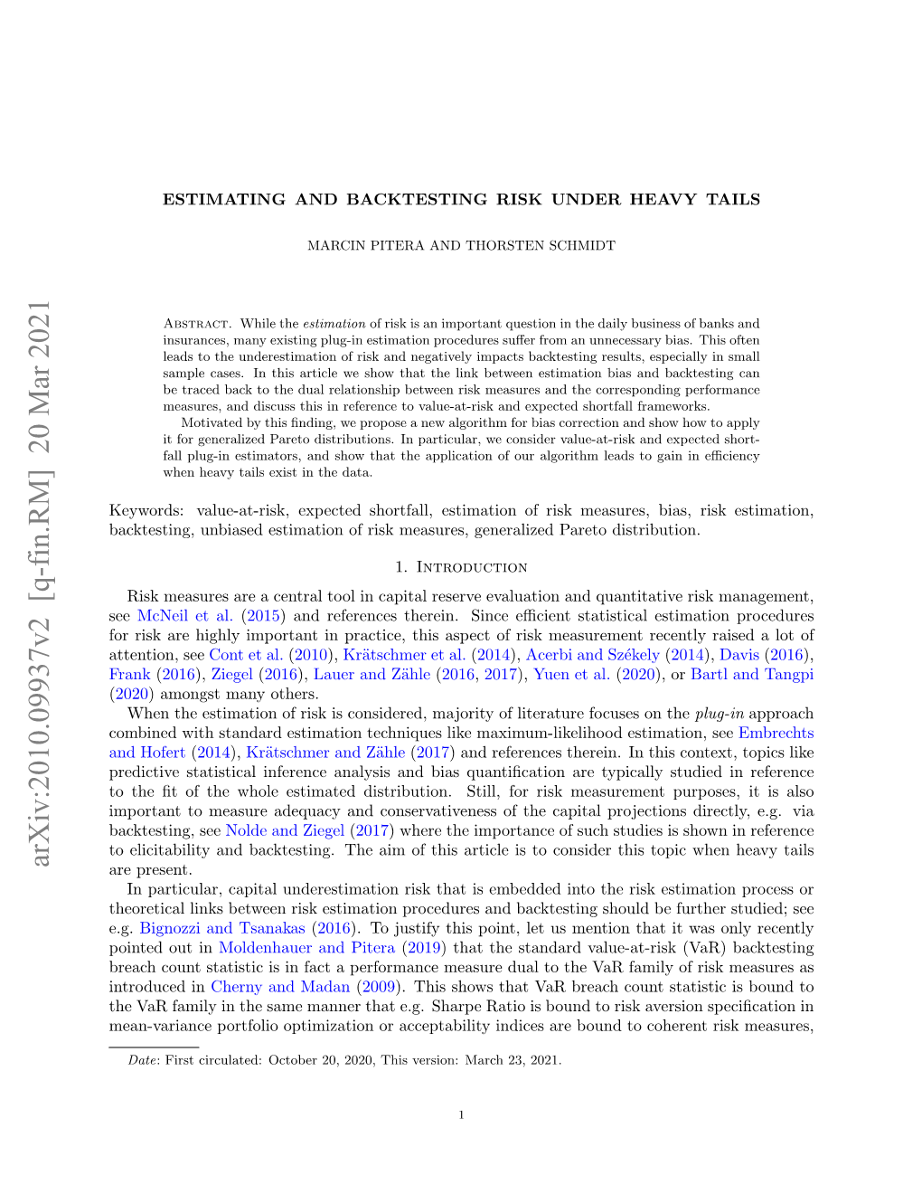 Arxiv:2010.09937V2 [Q-Fin.RM] 20 Mar 2021 Are Present