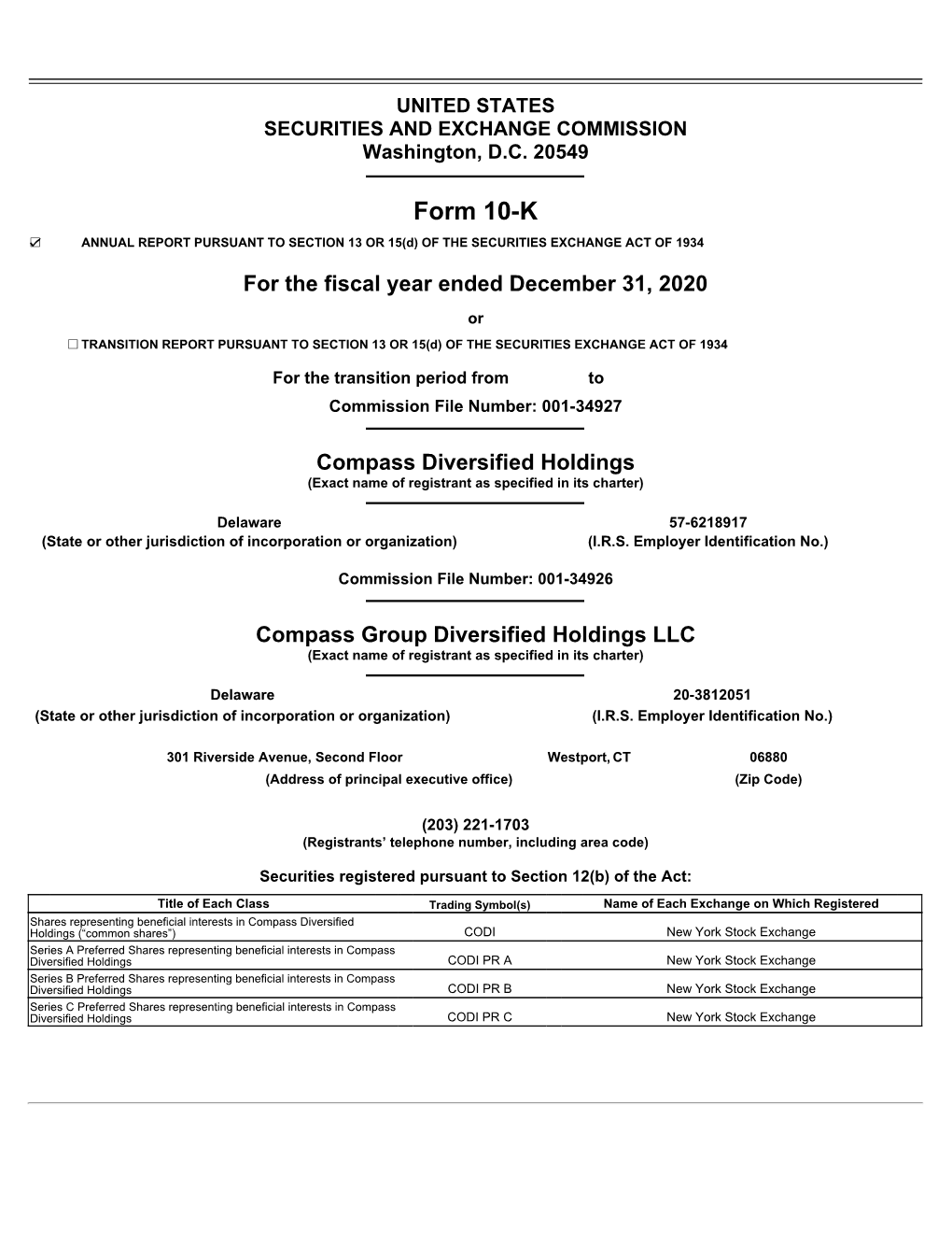 Form 10-K ☑ ANNUAL REPORT PURSUANT to SECTION 13 OR 15(D) of the SECURITIES EXCHANGE ACT of 1934