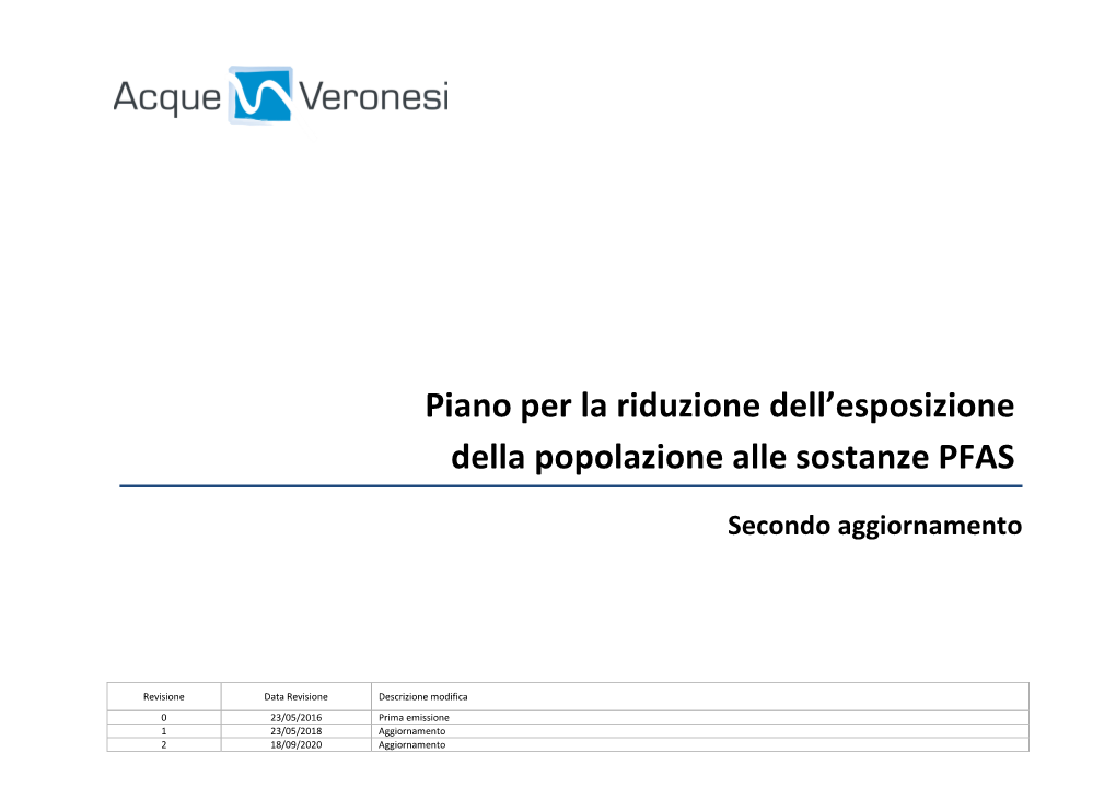 Piano Per La Riduzione Dell'esposizione Alle Sostanze PFAS