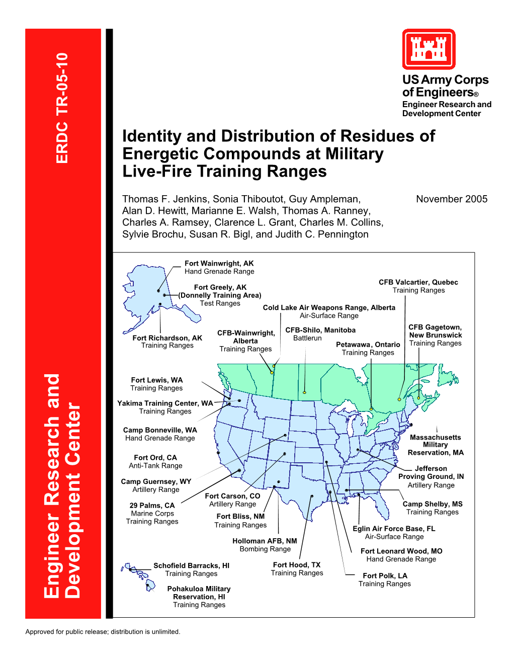 Engineer Research and Development Center Identity and Distribution of Residues of Energetic Compounds at Military ERDC TR-05-10 Live-Fire Training Ranges