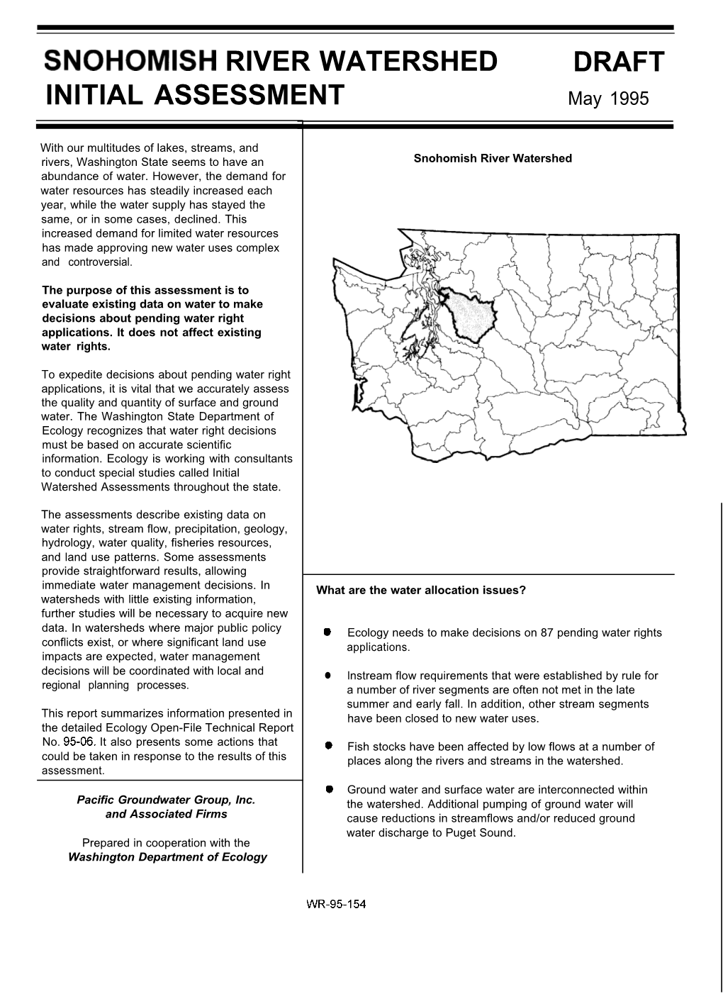 Snohomish River Watershed Assessment Summary
