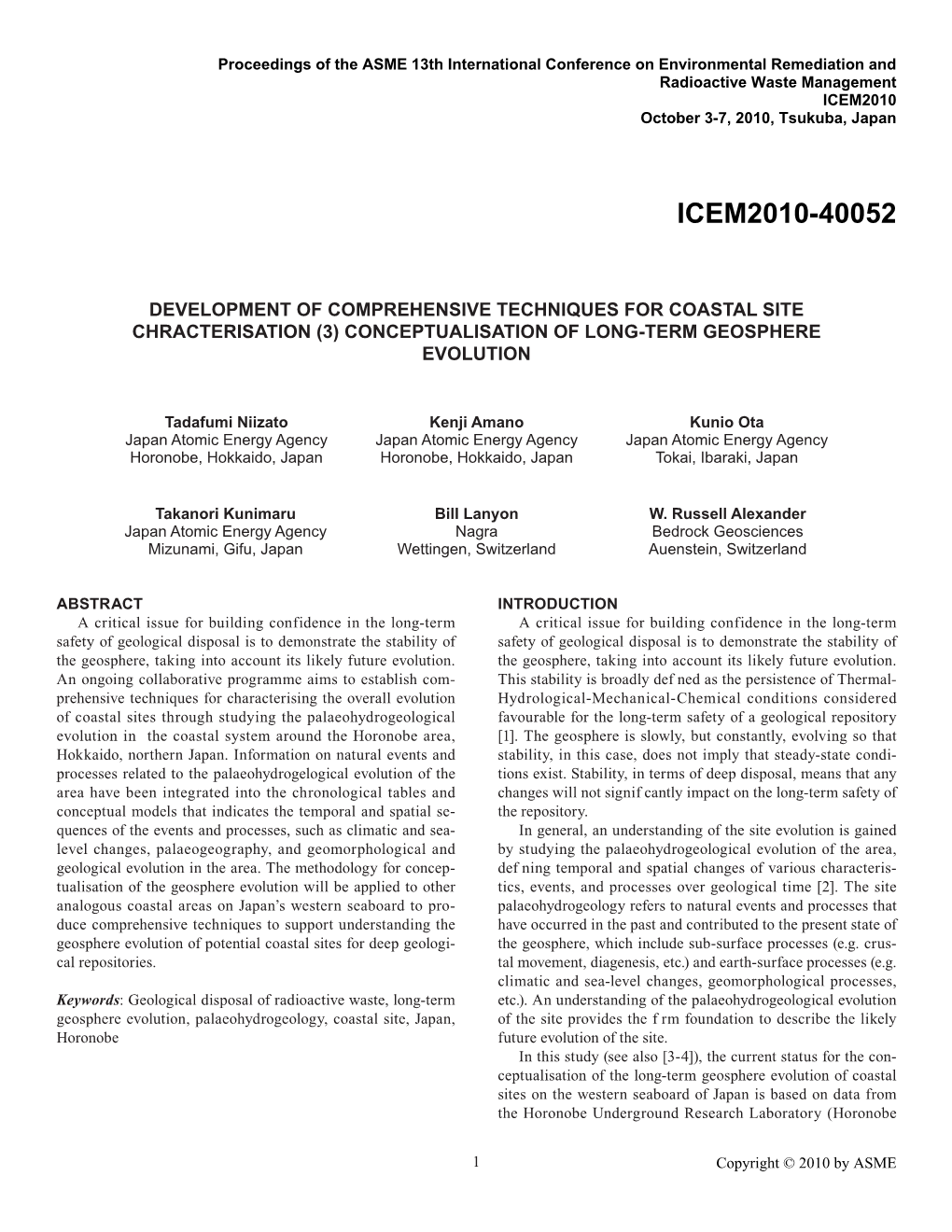 Development of Comprehensive Techniques for Coastal Site Chracterisation (3) Conceptualisation of Long-Term Geosphere Evolution