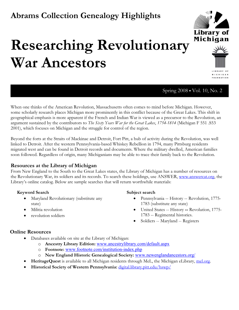 Researching Revolutionary War Ancestors