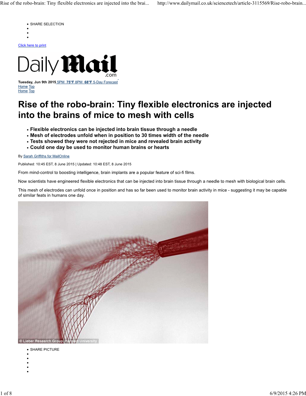 Rise of the Robo-Brain: Tiny Flexible Electronics Are Injected Into the Brai