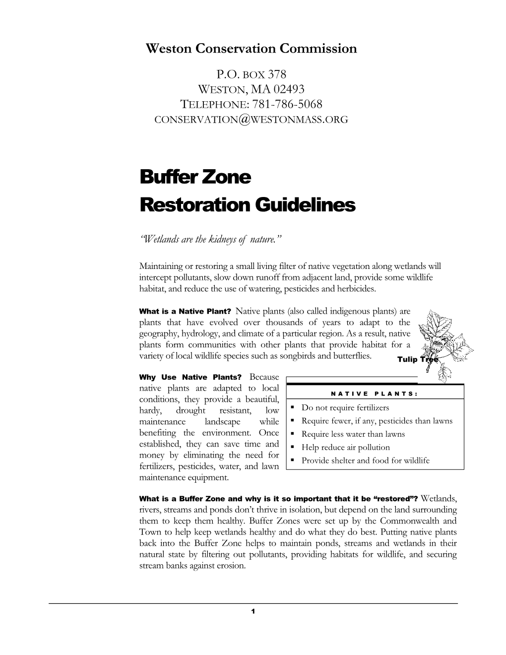 Buffer Zone Restoration Guidelines