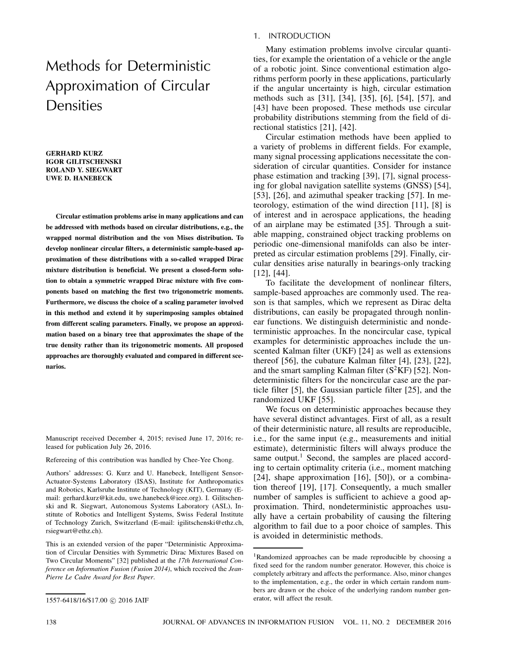 METHODS for DETERMINISTIC APPROXIMATION of CIRCULAR DENSITIES 139 DEFINITION 4 (Wrapped Dirac Distribution)