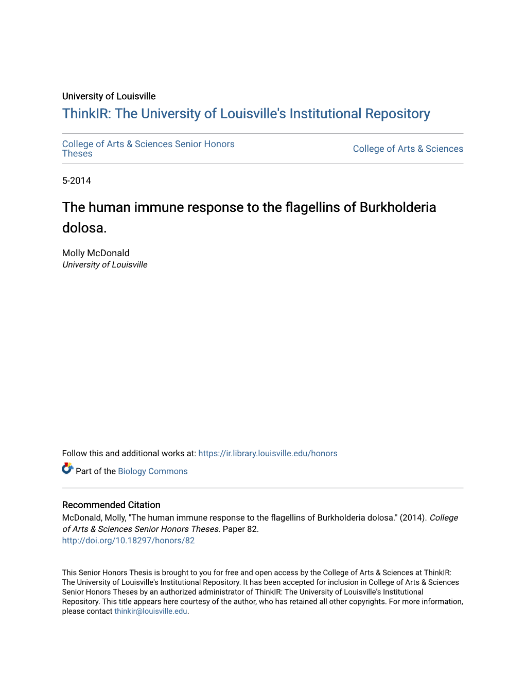 The Human Immune Response to the Flagellins of Burkholderia Dolosa