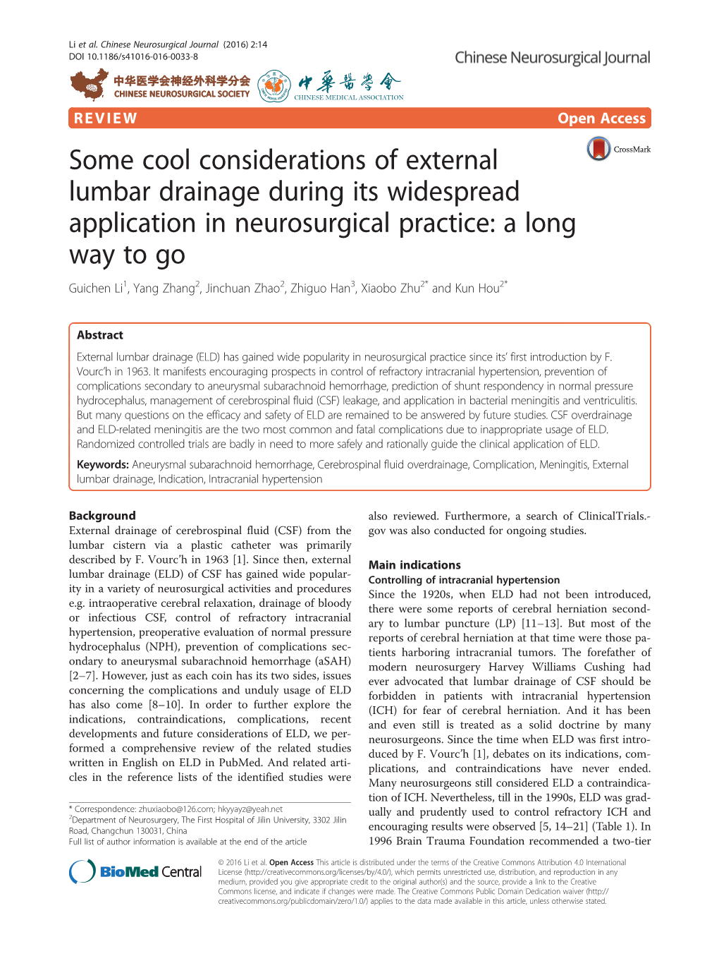 Some Cool Considerations of External Lumbar Drainage During Its Widespread Application in Neurosurgical Practice