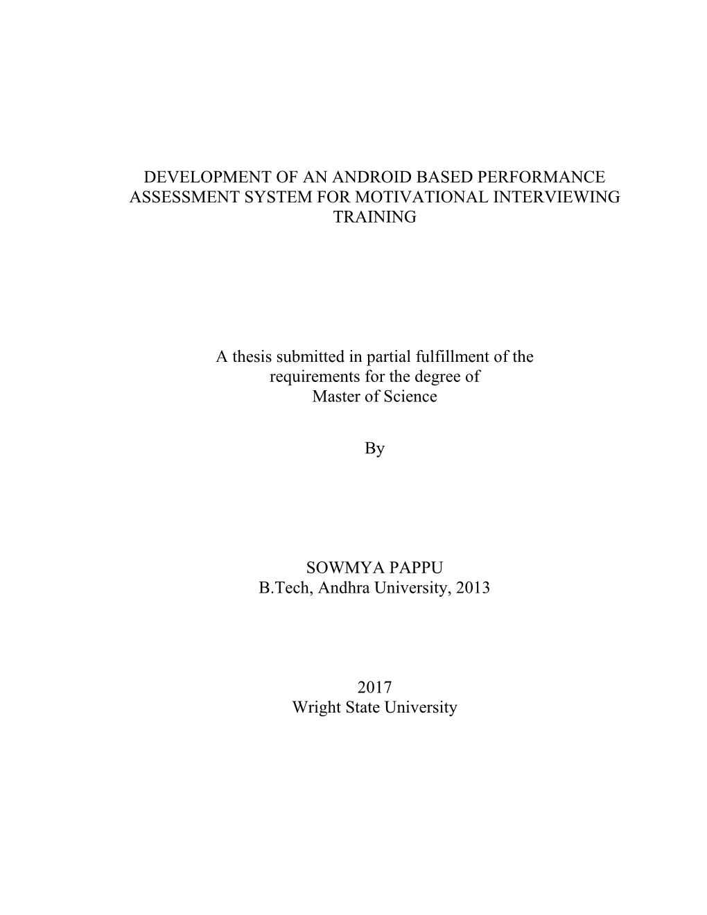 Development of an Android Based Performance Assessment System for Motivational Interviewing Training
