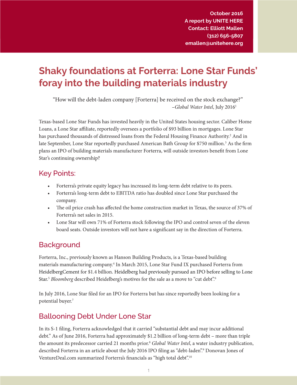 Shaky Foundations at Forterra: Lone Star Funds' Foray Into the Building