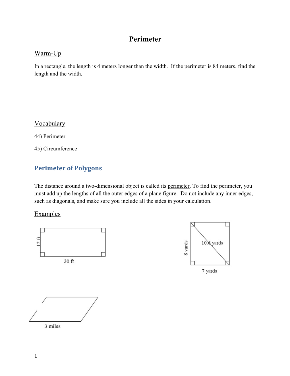 Perimeter of Polygons