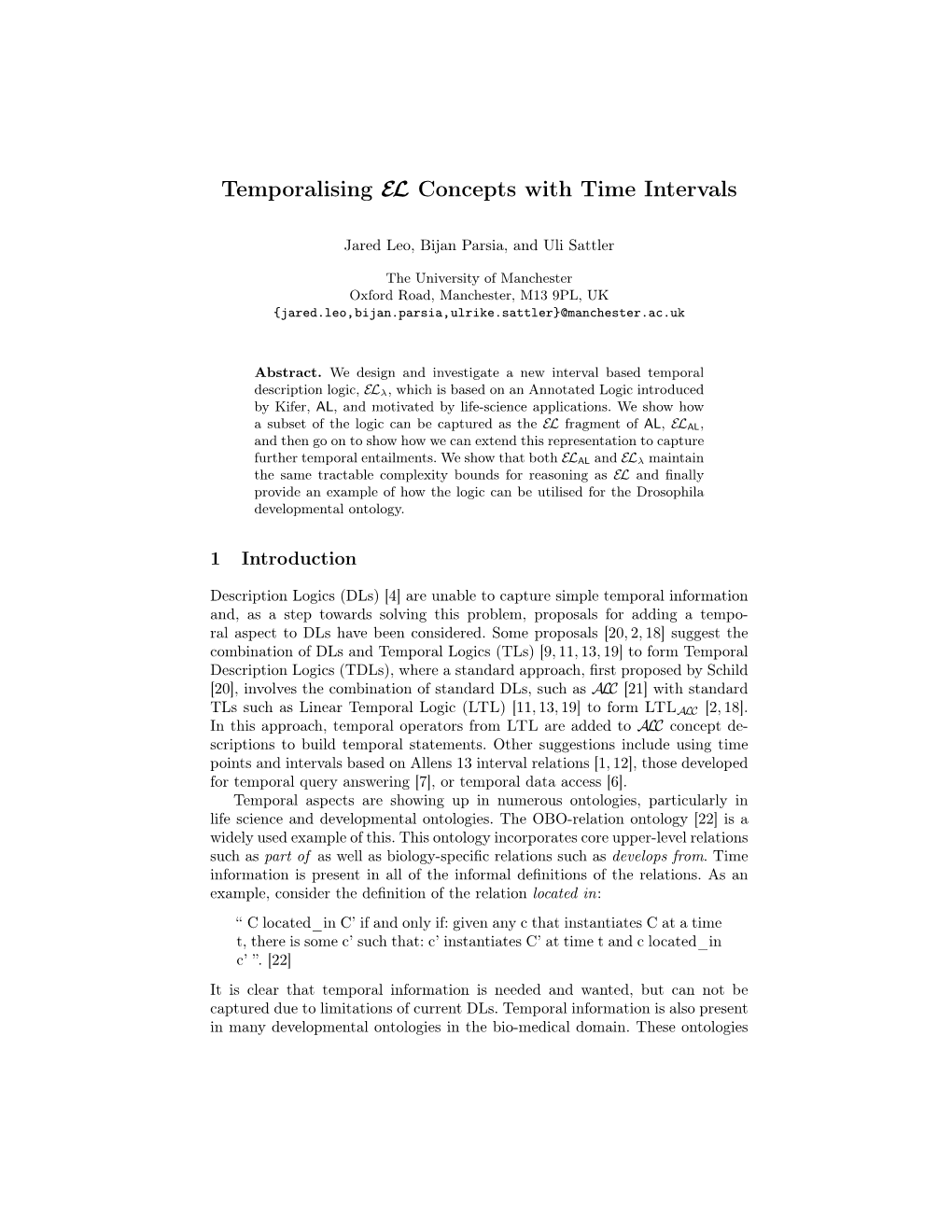 Temporalising EL Concepts with Time Intervals