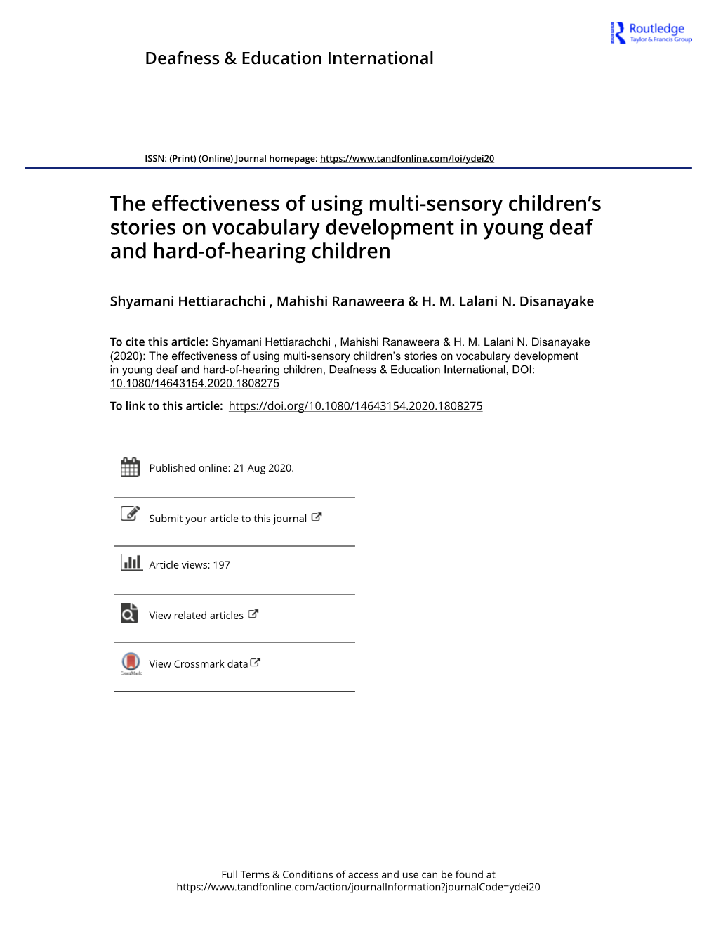 The Effectiveness of Using Multi-Sensory Children's Stories On