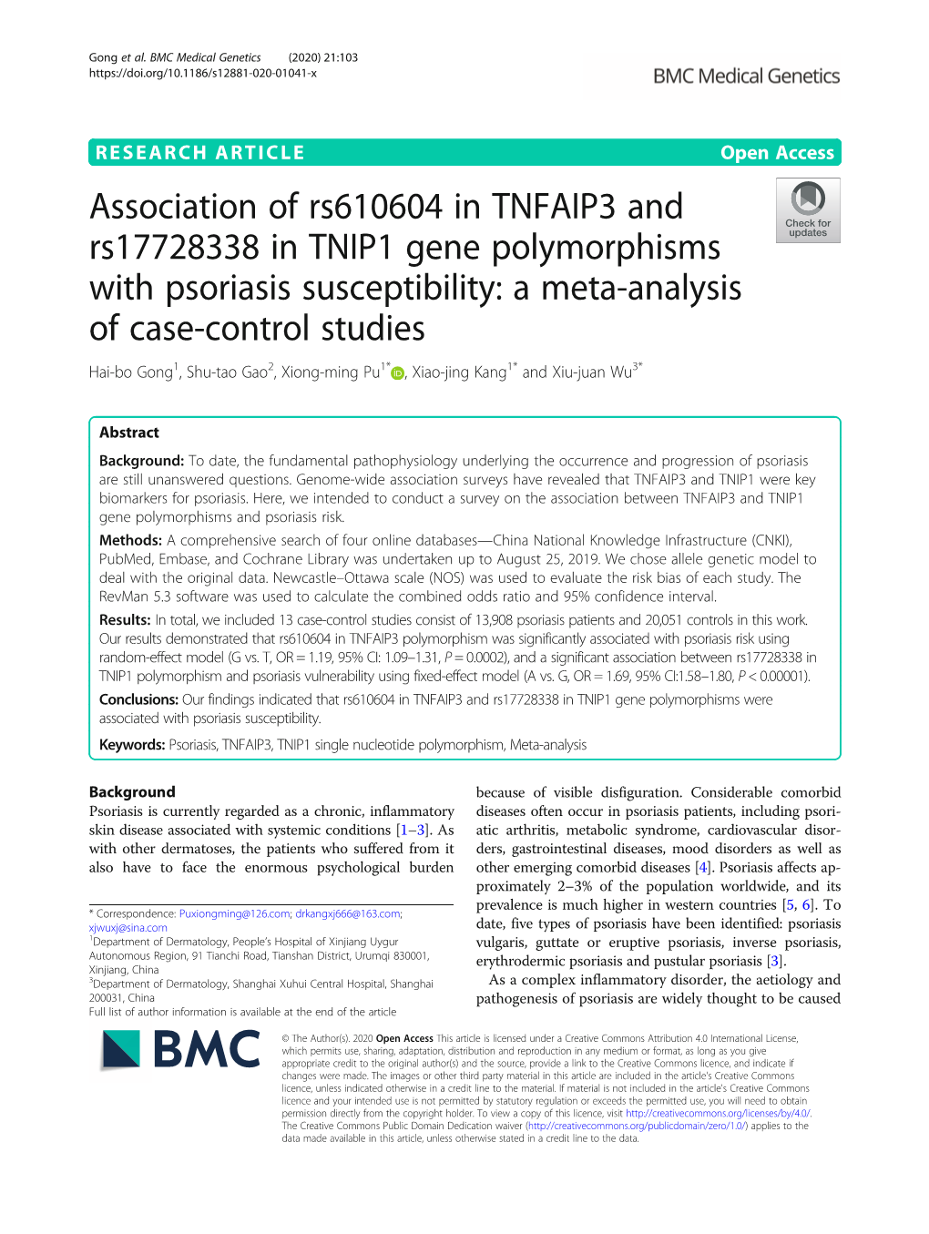 Association of Rs610604 in TNFAIP3 and Rs17728338 in TNIP1 Gene