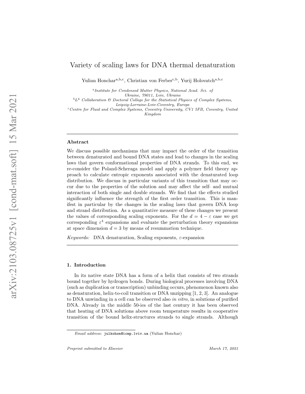 Variety of Scaling Laws for DNA Thermal Denaturation