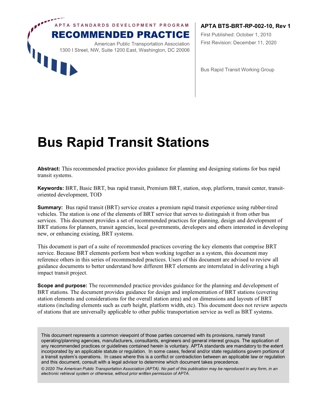 Bus Rapid Transit Stations